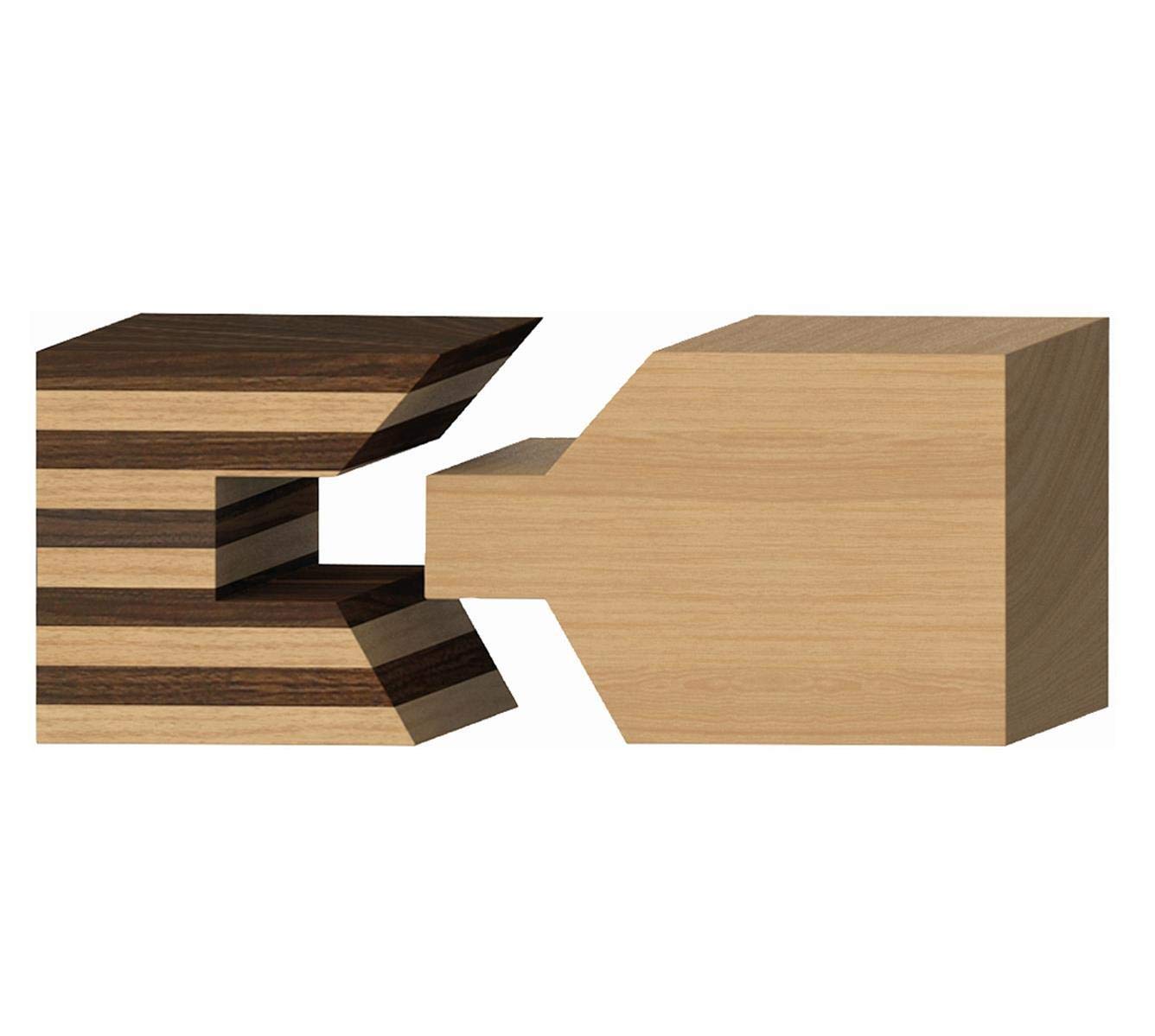 ENT 16478 2-czesciowy zestaw frezów do oklejania krawedzi do stabilnych polaczen naroznych, w wegliku, trzpien (S) 12 mm, srednica 40 mm - klejenie na kilku plytach, krawedzie z litego drewna