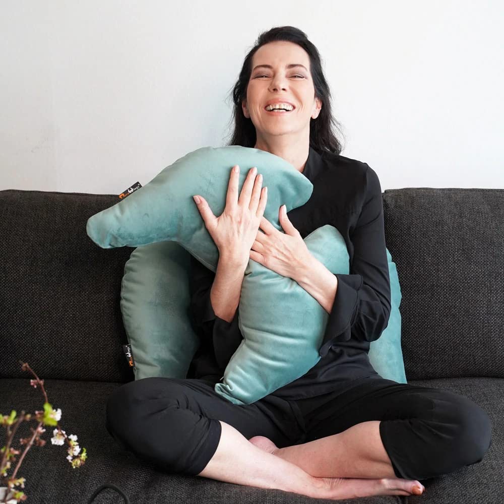Flügelkissen, Grace (S) Jade - Bezug und Füllung. Dekokissen vom Designer, Ergonomisches Kissen, Nackenkissen, Lendenwirbelkissen, Lesekissen, Kuschelkissen