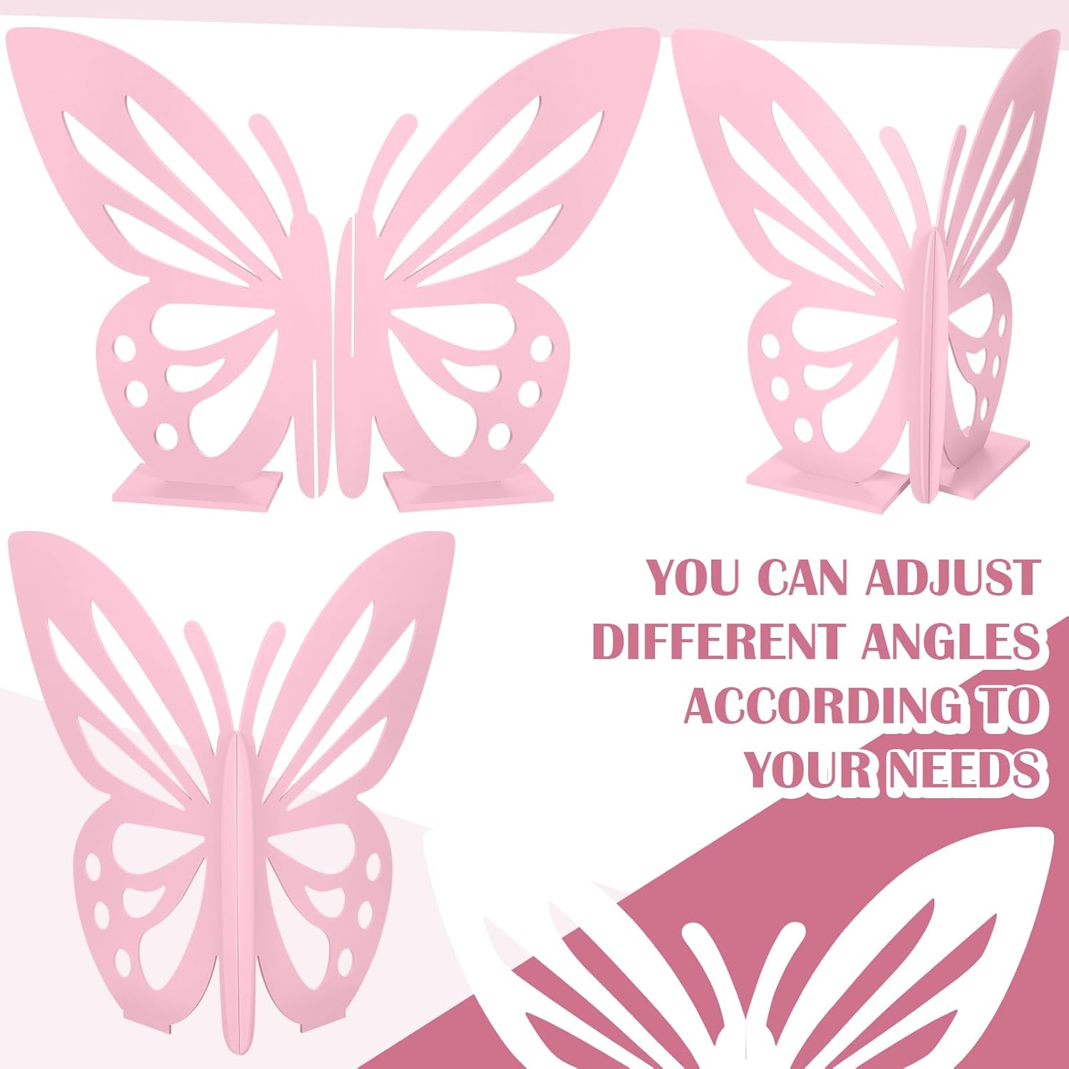 Large Size Wooden Butterfly Decor Craft Decoupage Slices - Butterfly Shape - Birthday Wedding Baby Shower DIY Decorations (Light Pink, 46.85 x 62.2 Inches)