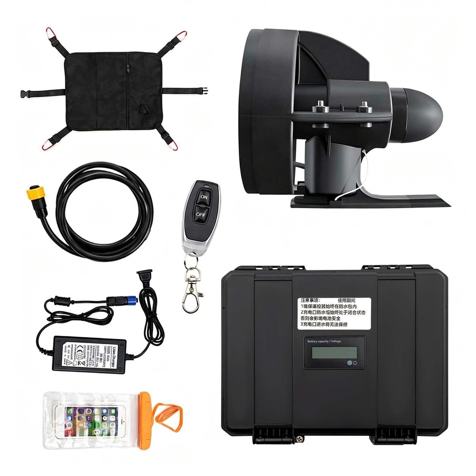 QFGain Electric SUP Motor, Underwater Thruster, Kayak Propeller, Paddle Board Fin Motor, 12V Remote Outboard, 440LBS Thrust for Inflatable Boat Canoe Fishing Diving 216W
