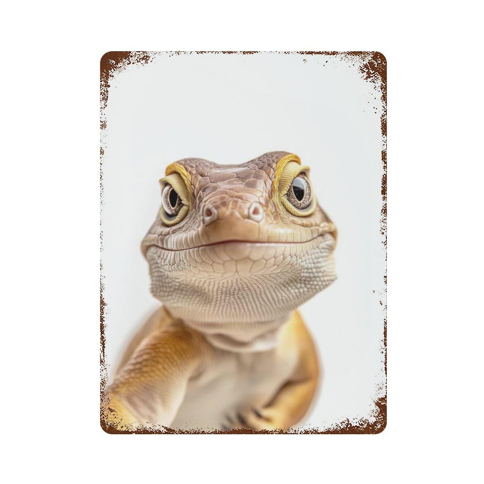 A Lizard Taking A Selfie 15.7"x11.8" Rust Effect Tin Sign, Industrial Home Decor for Living Room, Hallway And Home Decor