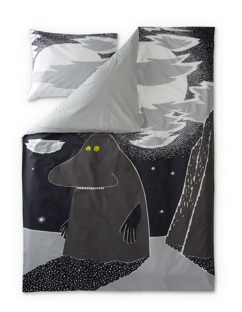 Finlayson The Groke Duvet Cover Set with Pillow Case 150 x 210 cm, Cotton, Grey, King