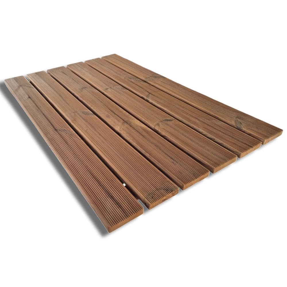 SUNWOOD Thermo-Wood Duschbrett aus Holz, 118 x 78 cm, innen und außen, mit rutschfesten Füßen