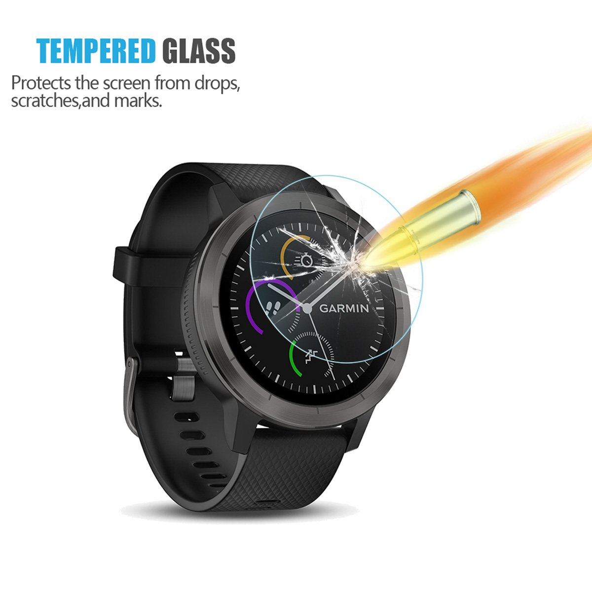 4-Pack Garmin Vivoactive 3 Screen Protector - Tempered Glass 9H Hardness Protection