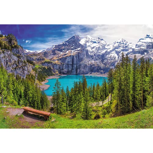 Trefl Lake Oeschinen, Alpes, Suiza - Rompecabezas de 1500 piezas 33.46"x22.83" miniatura 2