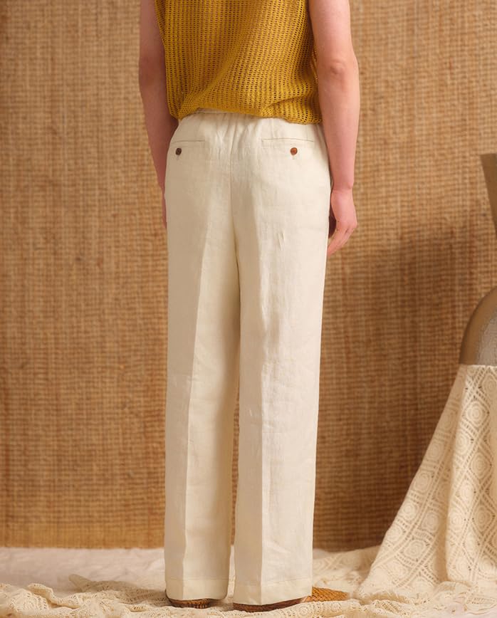 Men's Linen Pants Elastic Waist Drawstring Pants Casual Lightweight Linen Trousers Beach Summer Pant3