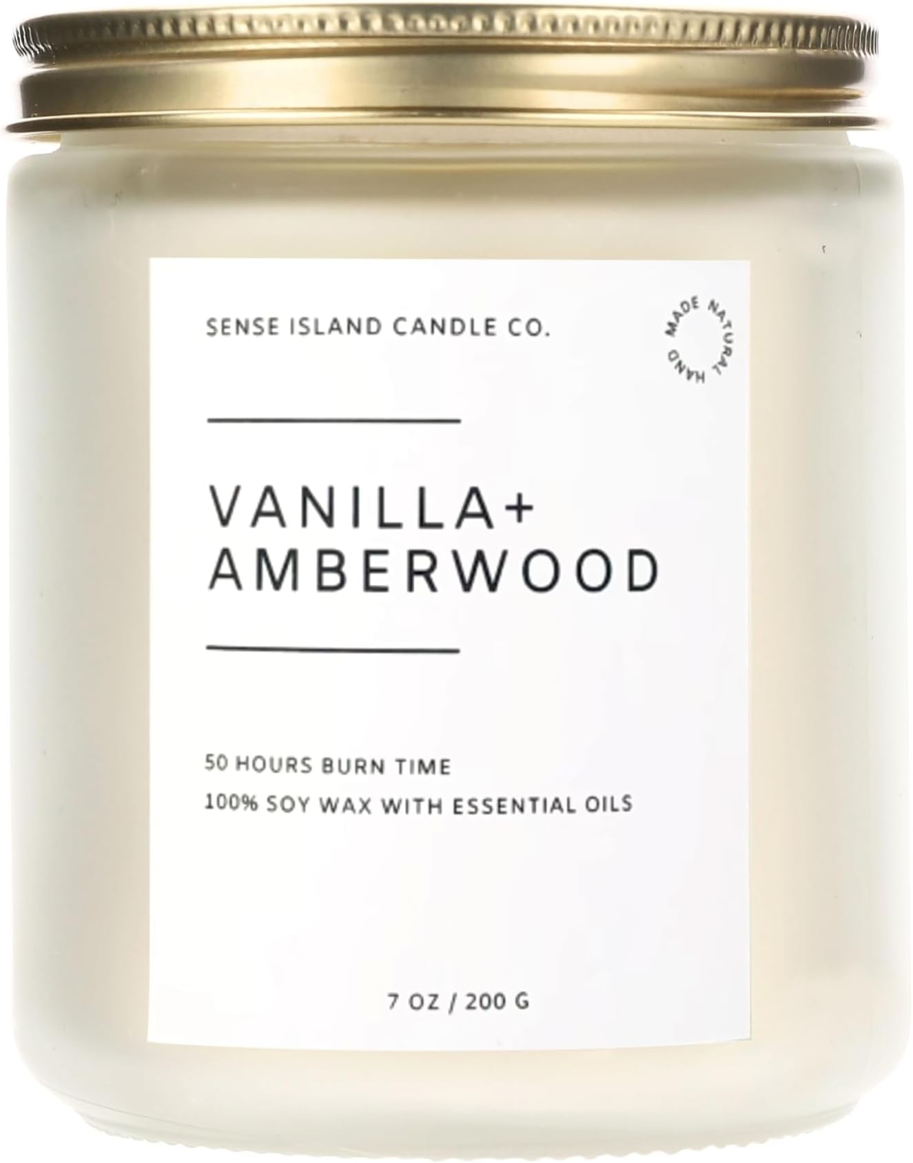 Vanilla Amber Wood Scented Candle – 100% Soy Wax, 50 Hour Burn – Amberwood, Warm Vanilla, Cozy Aromatherapy Gift for Women or Men – Luxury Candle for Home, Bedroom, Bath, Relaxation