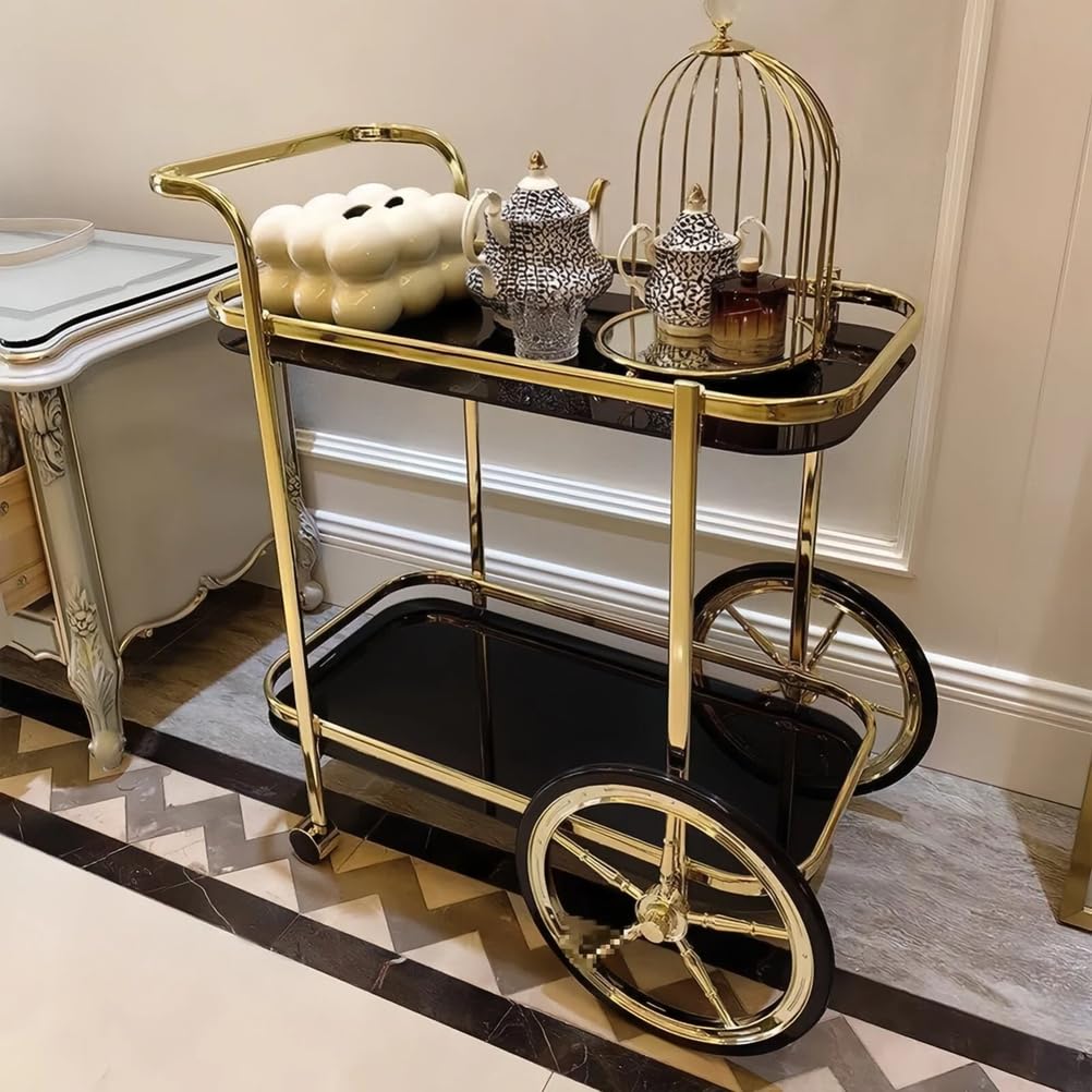 Servierwagen Aus RoséGoldenem, Ablagegestell FüR SpeisesäLe, Mit Universalrollen, Eleganter Servierwagen FüR Bankette, Restaurants Und Zuhause