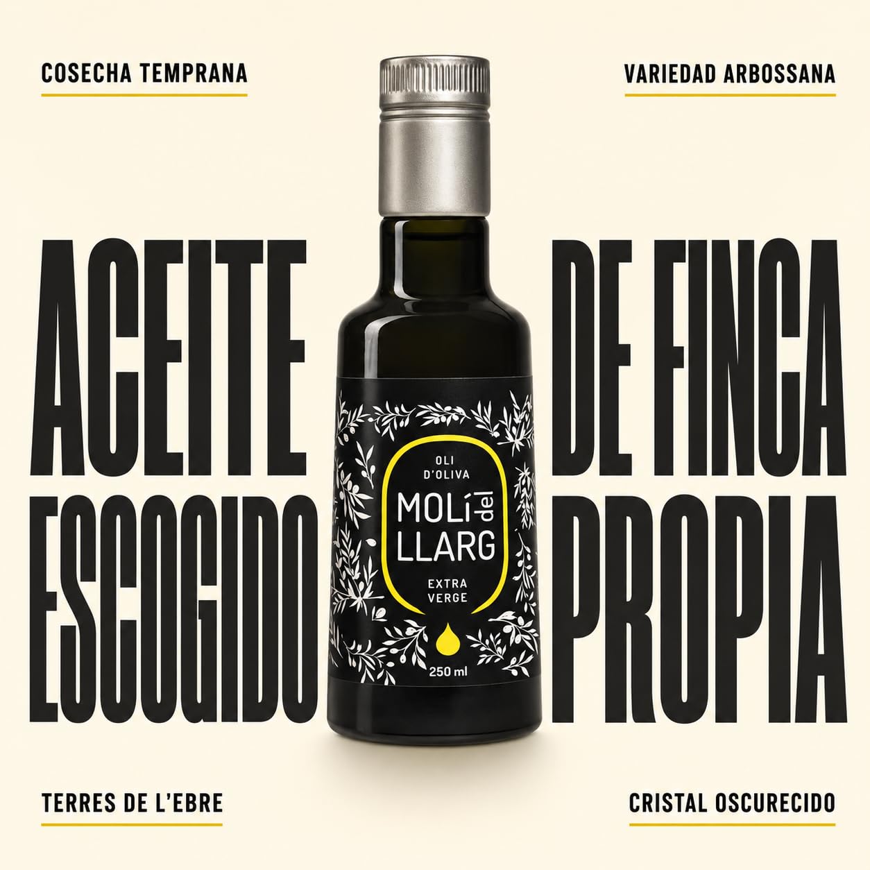 FORÉS | Aceite De Oliva Virgen Extra | Pack 12 Botellas Cristal Oscurecido 250Ml | Cosecha Temprana Variedad Arbossana Fincas Propias Extracción Frío | Frutado Verde