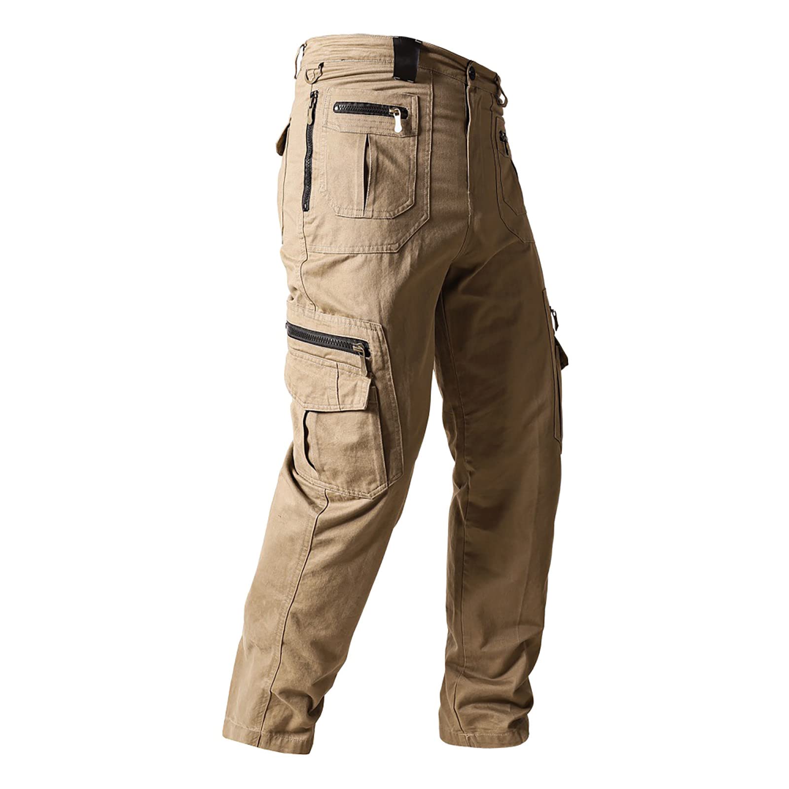 Pantalon de travail cargo tactique pour homme avec poches zippées - Grande taille - Mélange de coton durable - Pantalon multi-poches pour l'extérieur, la randonnée, le camping