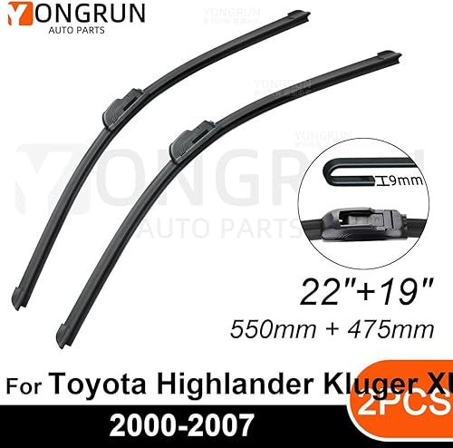 Miniatura 2 de 2 limpiaparabrisas de automóvil, 22 + 19 pulgadas, repuesto para Toyota Highlander Kluger XU20 2000-2007, limpiaparabrisas de equipo original, que