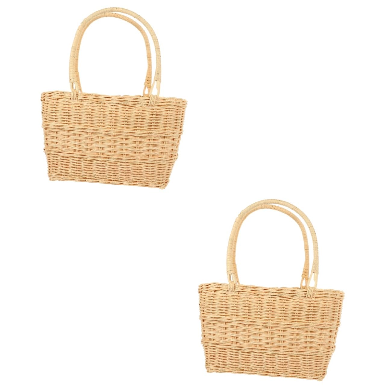 Milisten 2 Stück Rattan Blumenkorb mit Handgefertigter Deko Korb für Trockenblumen Vielseitiger Körbeinsatz für Innenräume für Wohn und Gartendekoration