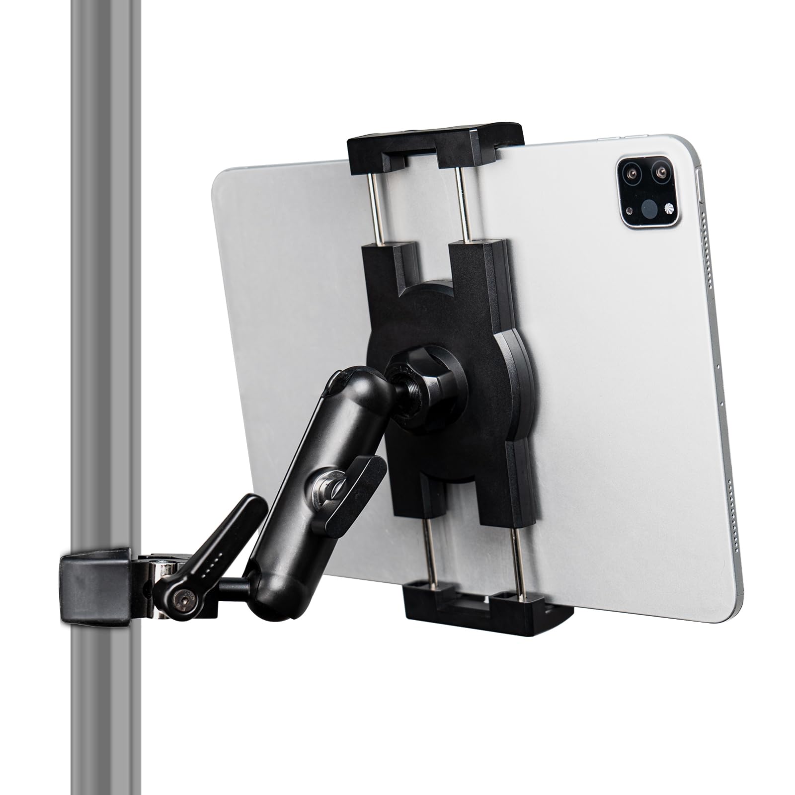 Mippko iPad Holder for Microphone Stand,Mic Music Stand Tablet Mount Holder,360°Adjustment Aluminium Alloy Arm Super Crab Clamp,Compatible with 7~12.9 inch iPad/Nexus/LG G Pads
