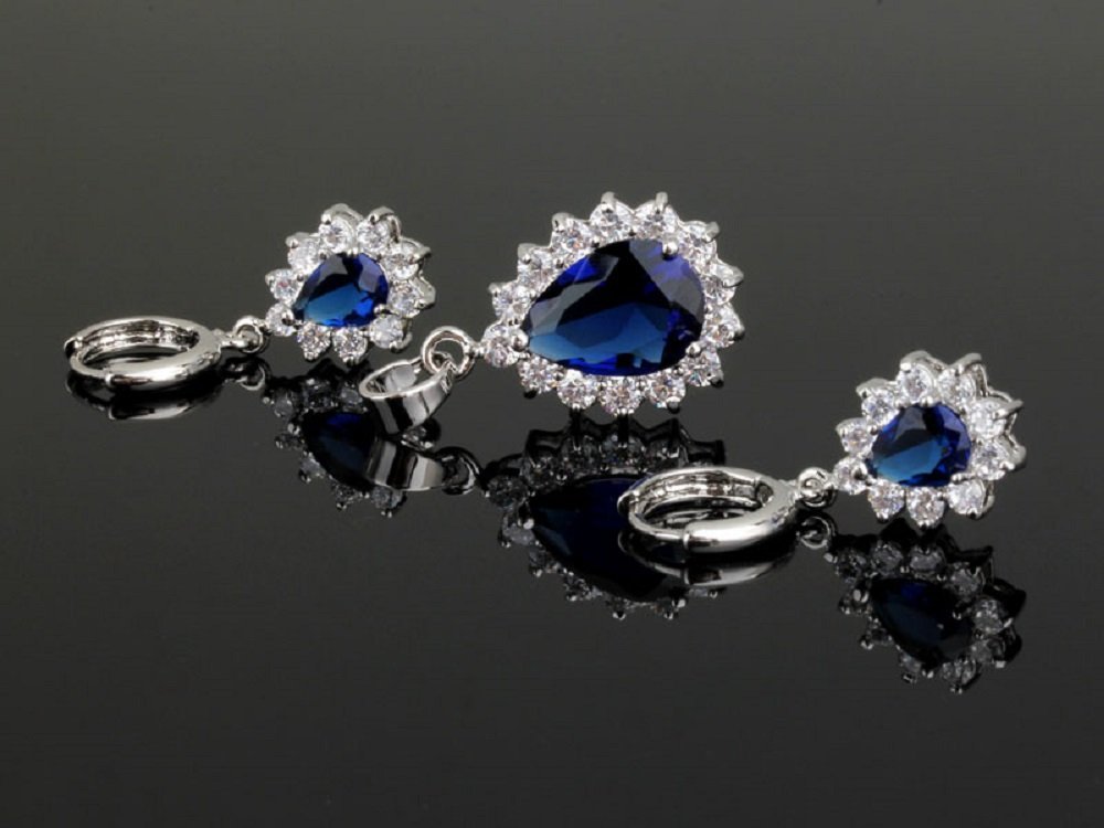 Crystalline Azuria Parures Lacrime per Donne Nozze Sposa Gioielleria Parure Con Collana e Orecchino Zirconia Damigella D'onore Gioielleria