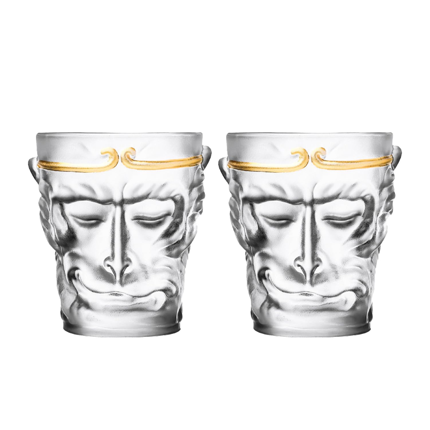 MOTUZEIYY Creative Monkey King Glass Mugs Frosted Transparent Iced Tea Glasses Iced Coffee Cup Iced Beverage Glass for Office and Home for Yogurt, Latte, Dessert, Juice,Clear