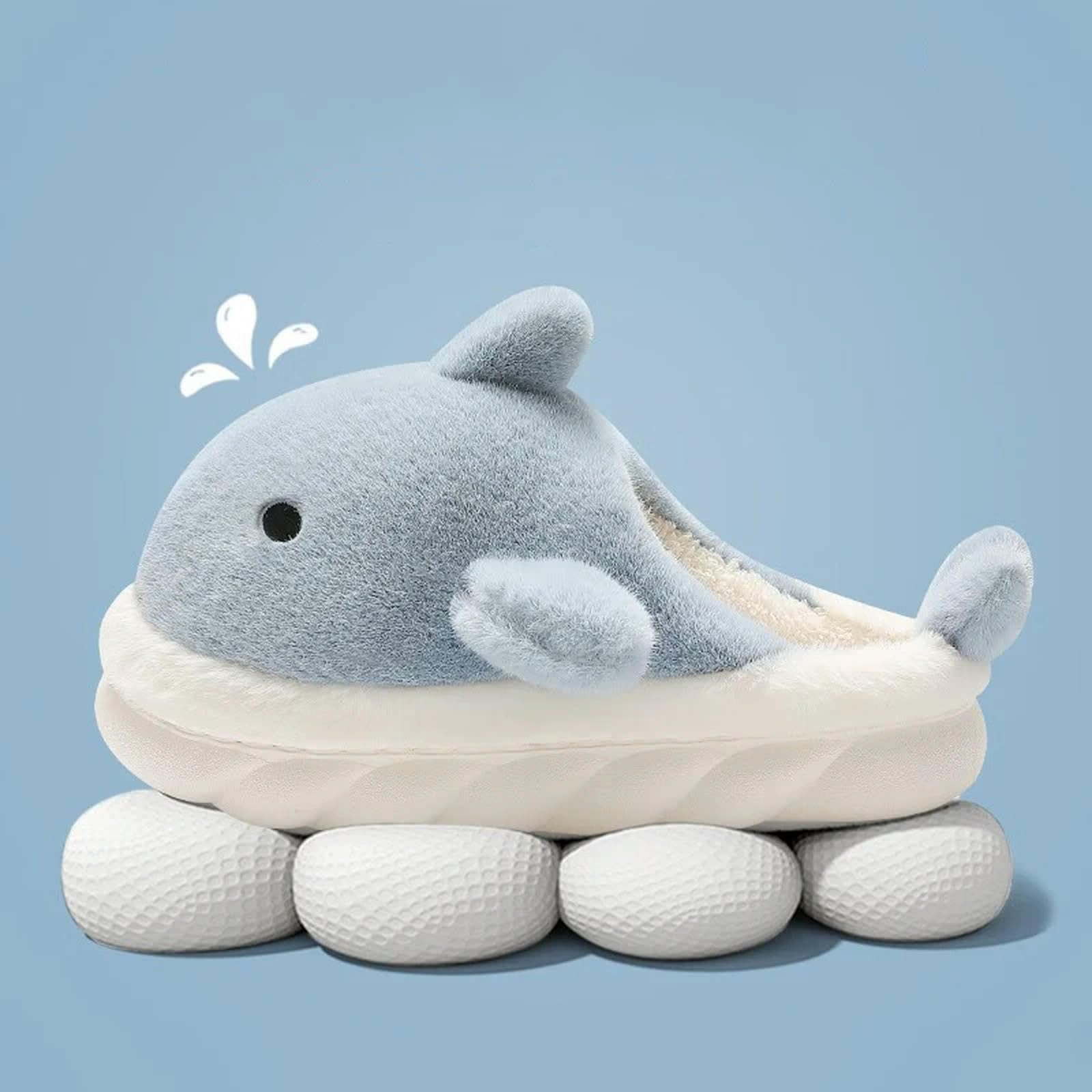 Pantofole di Peluche Coppia di Balene Cartone Animato Unisex Coppie Calde-B-Giallo-38-39