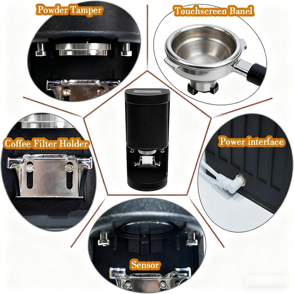 Estación Apisonamiento Espresso 58 mm prensador Ajustable 5-30 kg,prensador Profundidad Ajustable para Prensa Espresso,prensador portafiltro 58 mm para cafeterías,diseño fácil Limpiar Black