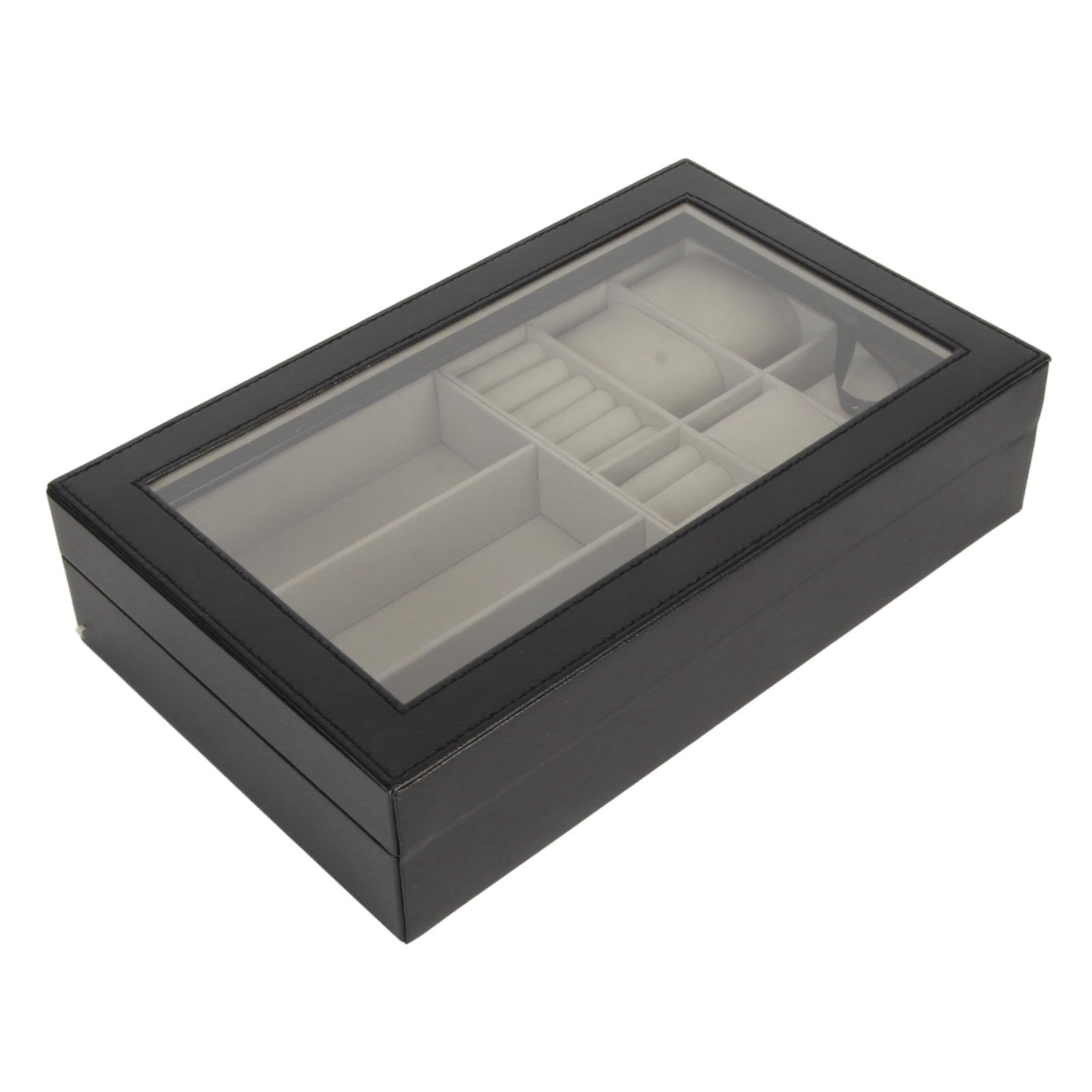 Boîte à Lunettes, Couvercle en Verre Transparent, Décoration en Métal Bien Rangée et Organisée, contre les Rayures, Organisateur de Bijoux élégant pour Hommes,