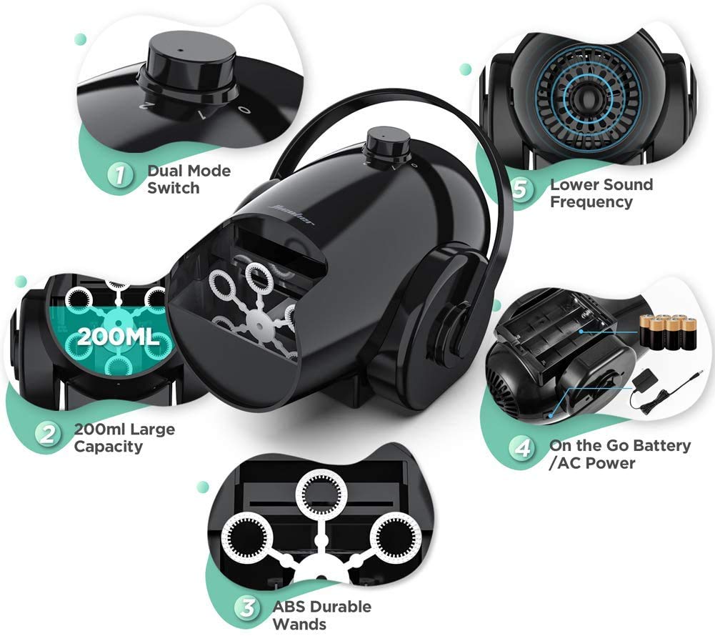 Hicober Automatic Bubble Machine for Kids, Portable Professional Bubble