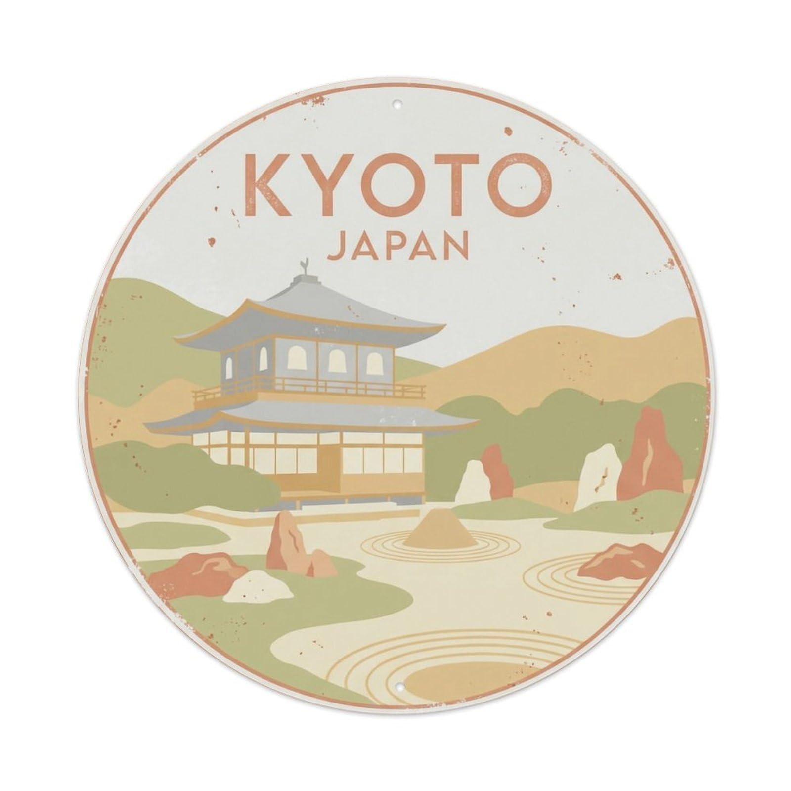 Vintage Travel Kyoto Japan Ancient Vintage Metal Tin Sign Plaque Wall Decor for Cafe, Club Bar, Office, Garden Metal Poster 8x8Inch