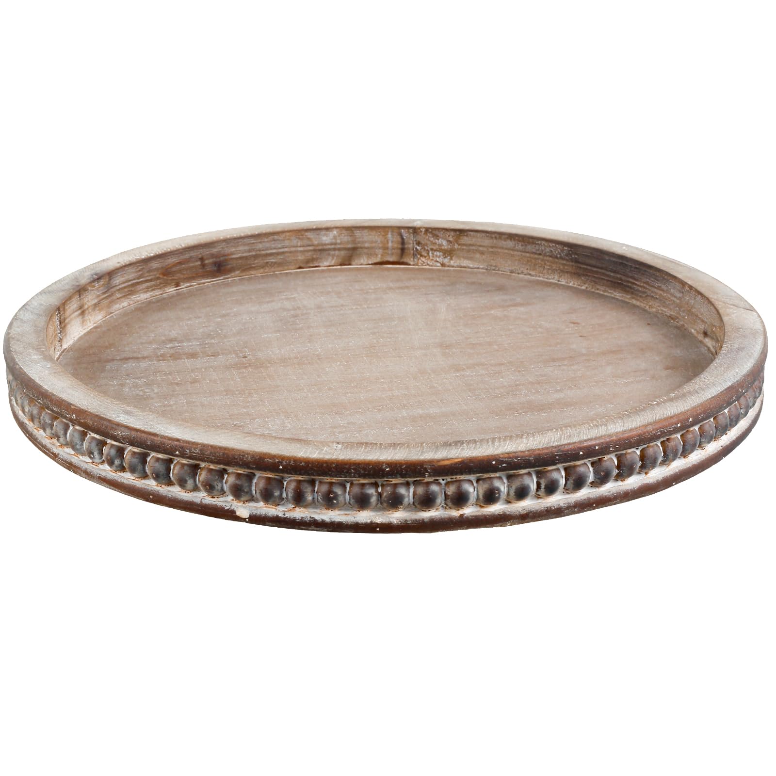 Foppla 3049-Brown Rustic Wood Beaded Tray - Elegant Serving Tray For Farmhouse Kitchen, Dining Room, Living Room, Entryway Table (3049-Brown)