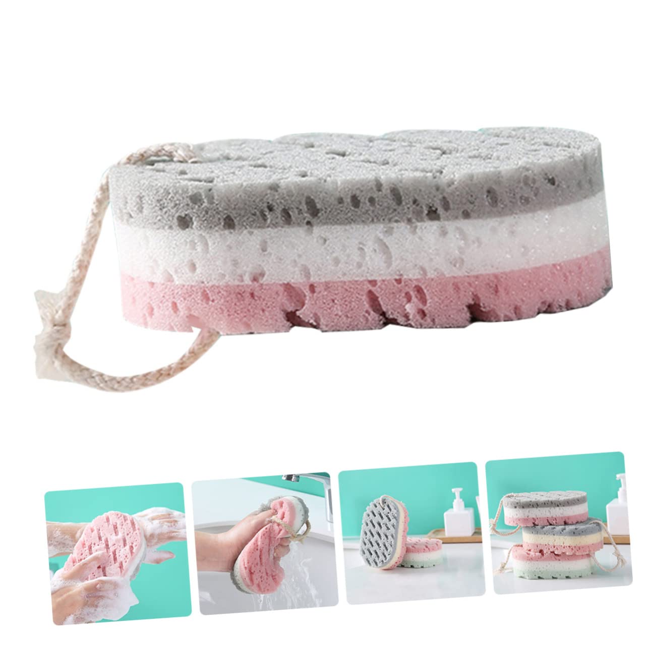 minkissy Juego de 3 Esponjas Exfoliantes para Y Baño Suaves Y Suaves para La Espalda para Navidad 4 Unidades X 3