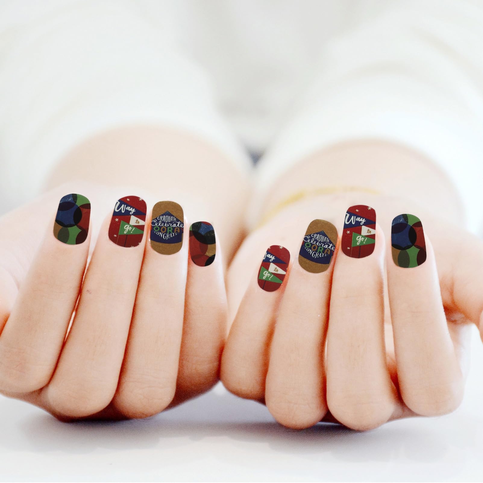 48 Hojas 1 Juego arte de uñas pegatinas calcomanías de uñas decoración de uñas francés Clavos parches duraderos para uñas pegatinas de uñas de tema de graduación