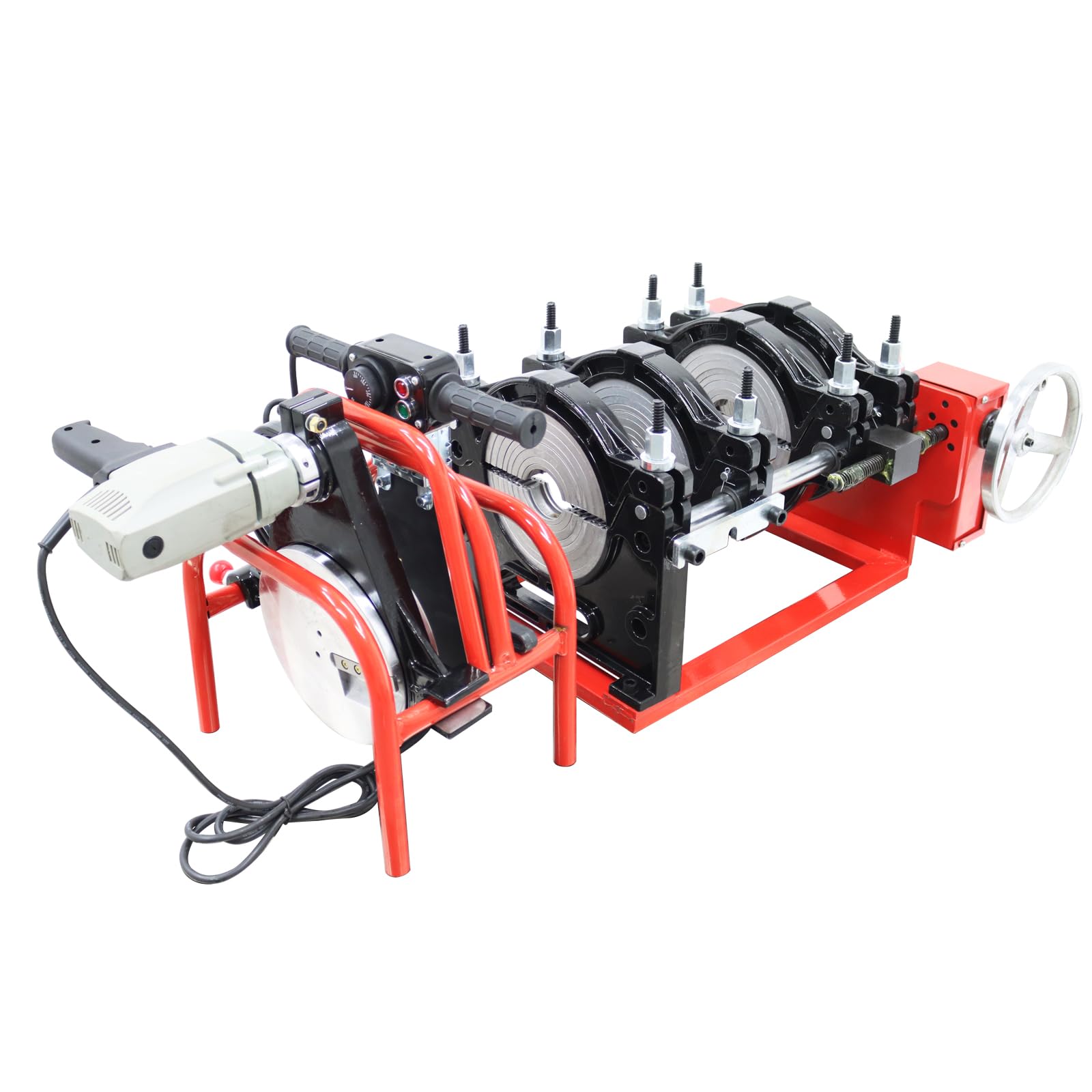 WYDDDARY Pipe Fusion Welder Screw Style 4 Clamps Welding Machine for PE PPR PB PVDF Butt Pipe Hand Crank Pipe Welder 2.48-7.87”(63-200MM)110V