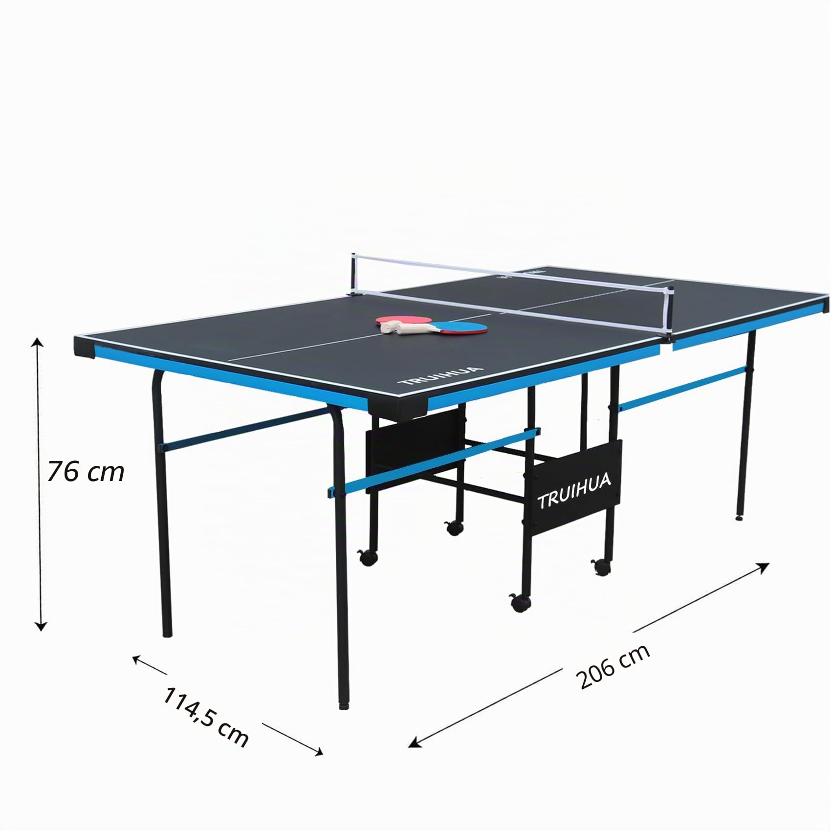 7FT Tischtennistisch Indoor Junior Kompakter klappbarer Tischtennisplatten für den Außenbereich mit Tischtennisschläger und Netz für Kinder 210 x 117 x 76 cm