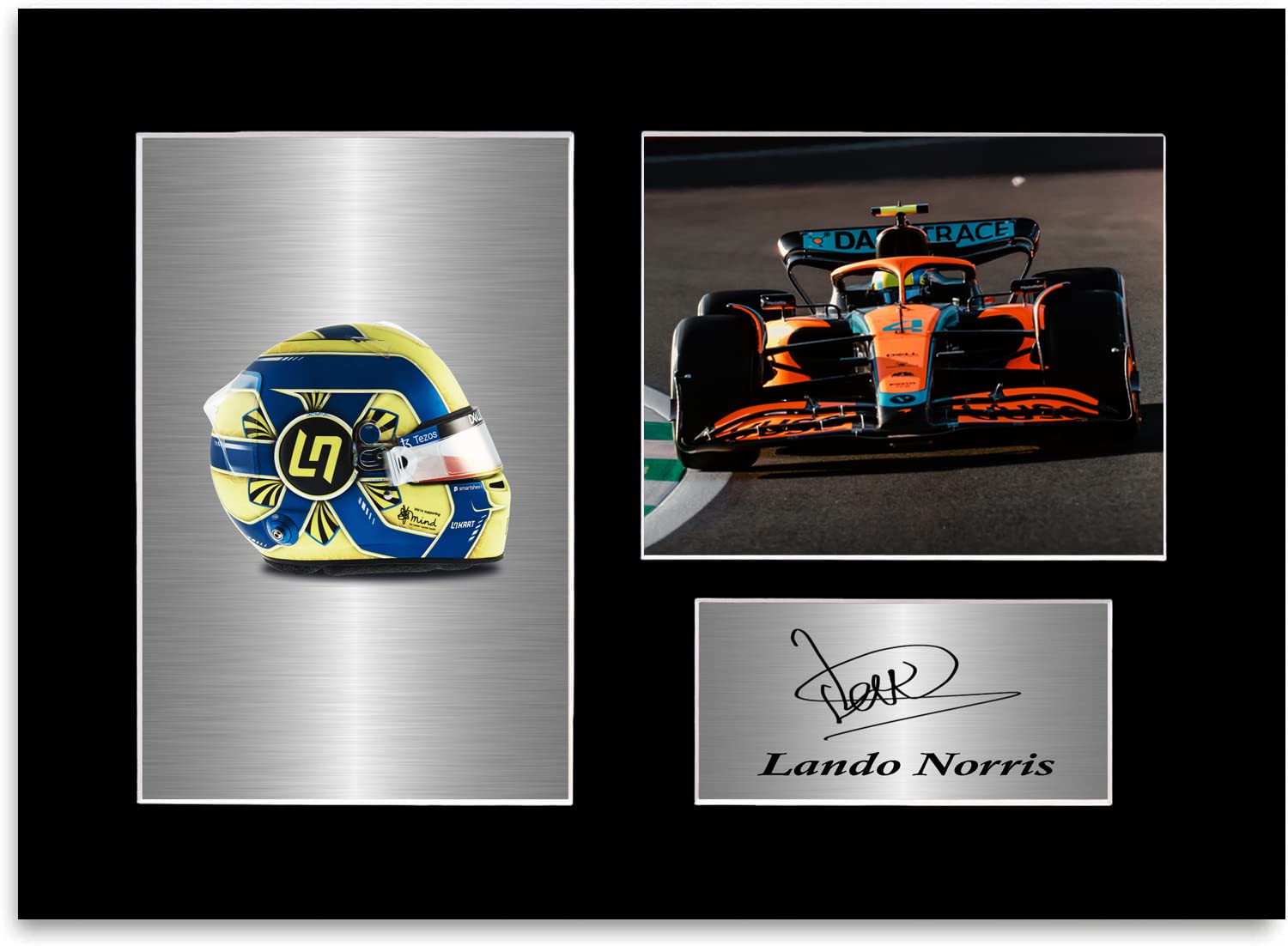 Lando Norris Racing Driver 2025 Helmet Car Signed Photo Display Mount A4 Poster