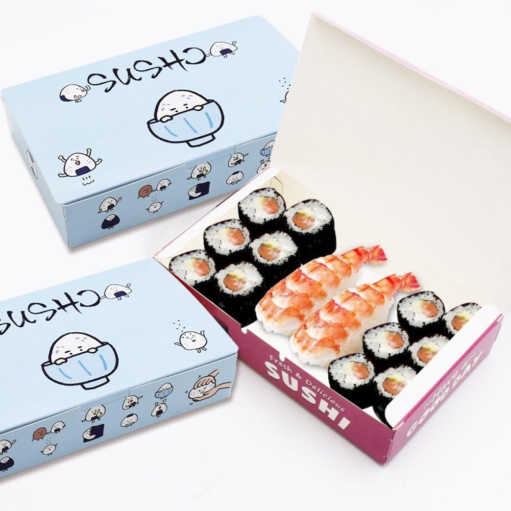 100 Pz/Set Scatole per Alimenti Asporto Piccole Scatole di Salumi Contenitori per Sushi USA E Getta Palline di Riso Fornitura di Imballaggi per Il Ristorante