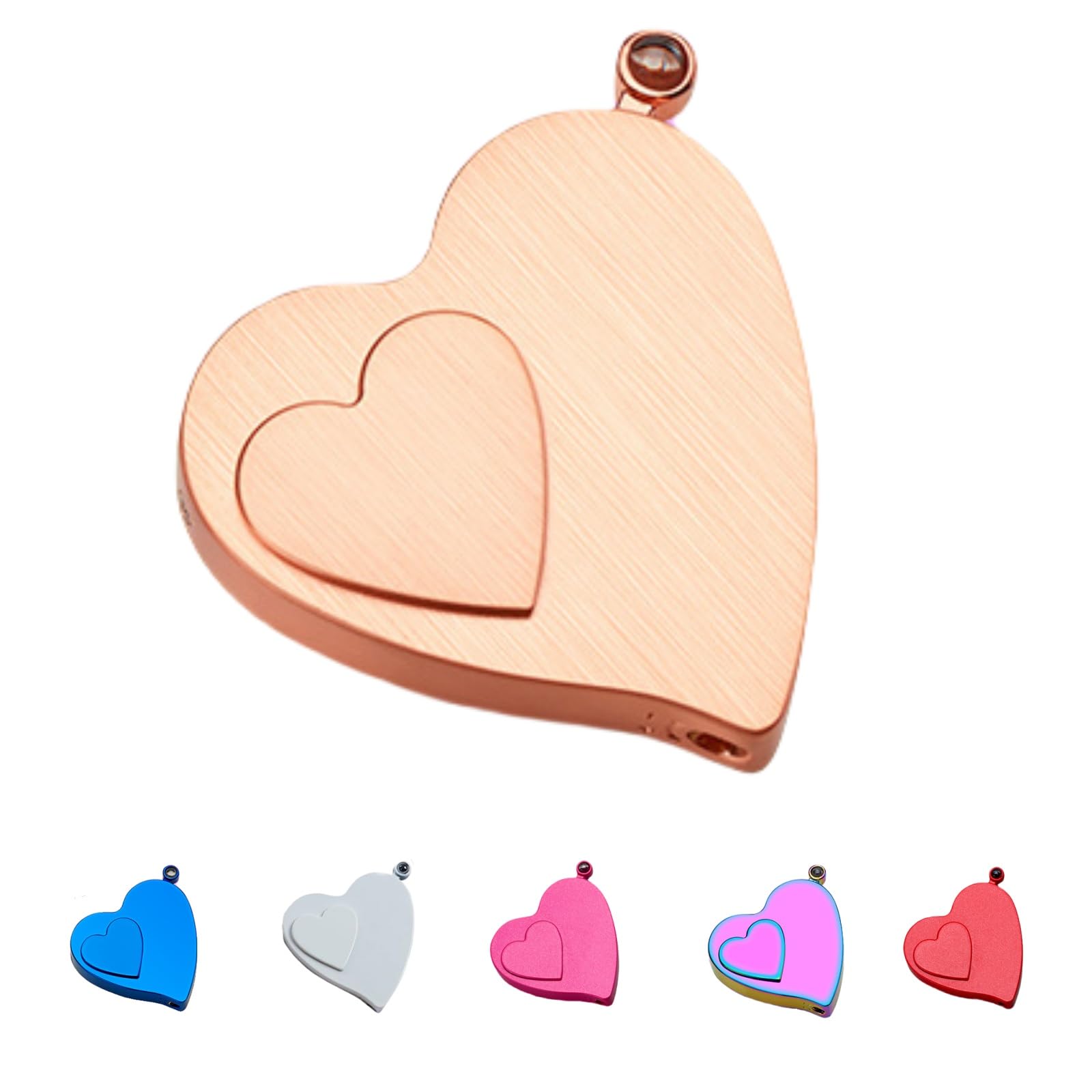 Heart Shaped Lighter, Love Lighters, 100 Languages 'I Love You' Micro Projection, Cool Electronic Lighter, Gas Refillable and Rechargeable (Beige)