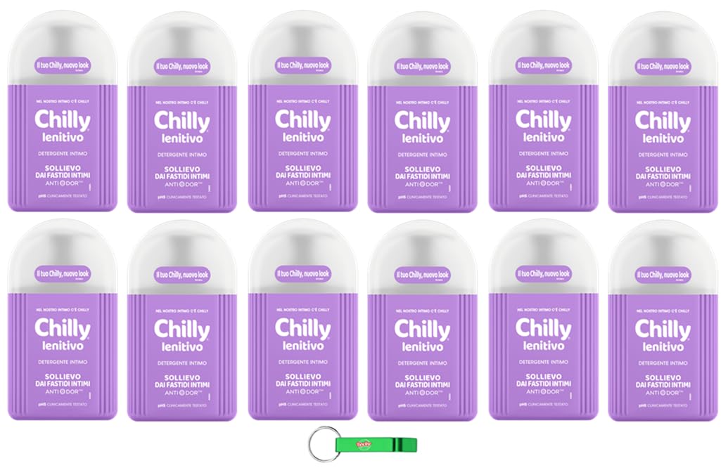 12x Chilly Intimreiniger Beruhigende - Linderung von Intimbeschwerden 200ml + Beni Culinari Kostenloser Schlüsselanhänger