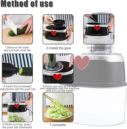 Miniatura 5 de Vegetable Slicer 4 in 1 Electric Cheese Grater Stainless Steel Vegetable Shredder in Kitchen ToolsBlack