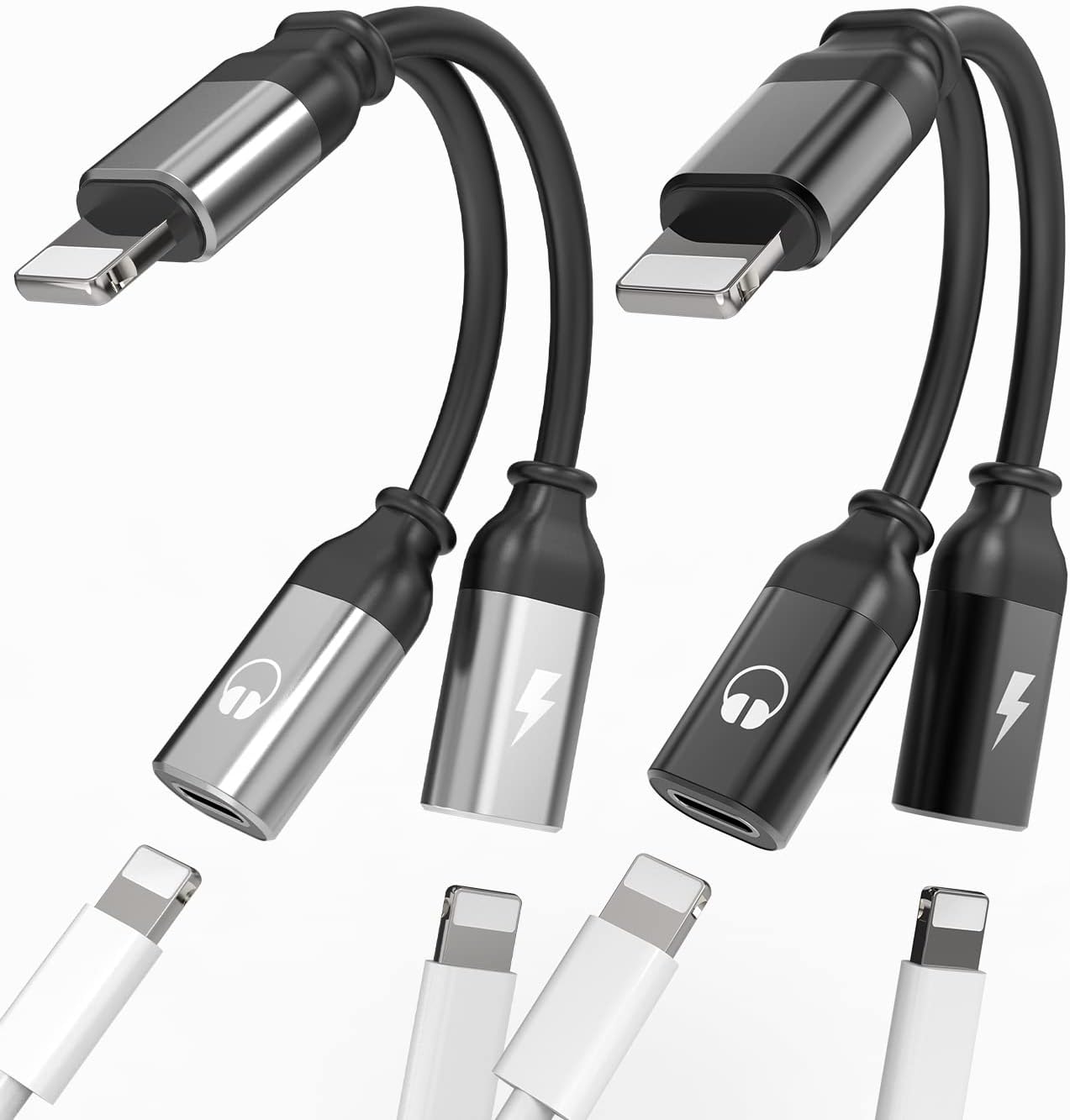 Headphone Adapter for iPhone Dual Lightning(2pack