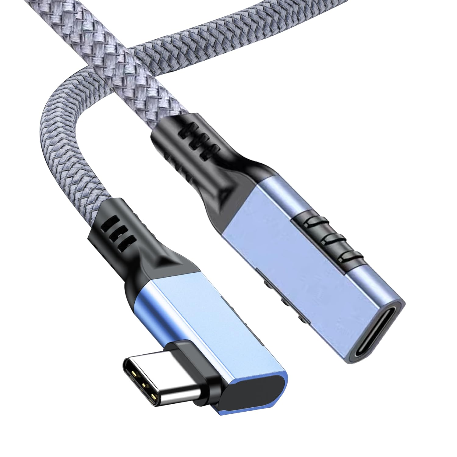 USB Type C 延長ケーブル 0.2M L字 20Gbps タイプc延長コード 【8K@60Hz映像出力】 PD 240W/5A USB 3.2 Gen 2規格 iPhone17/Galaxy S24/Mac Book/iPad/Switch Surface等USB C機器に対応