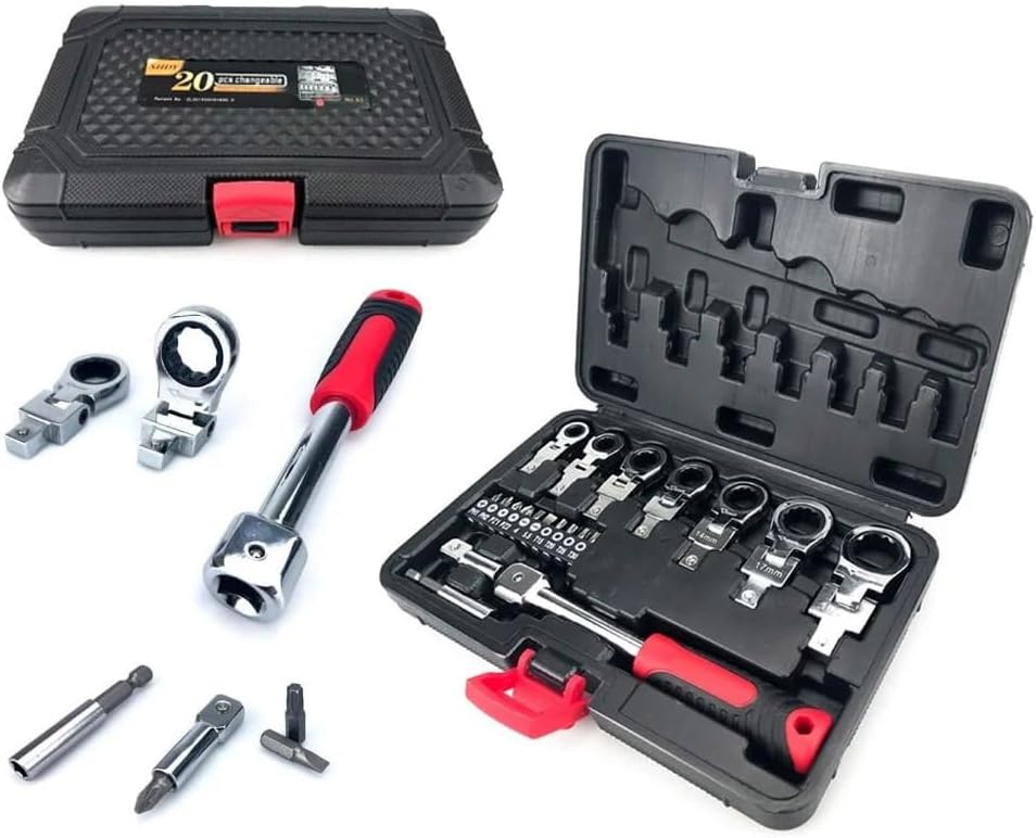 LNTVOM Removable Movable Head Ratchet Repair Tool Set