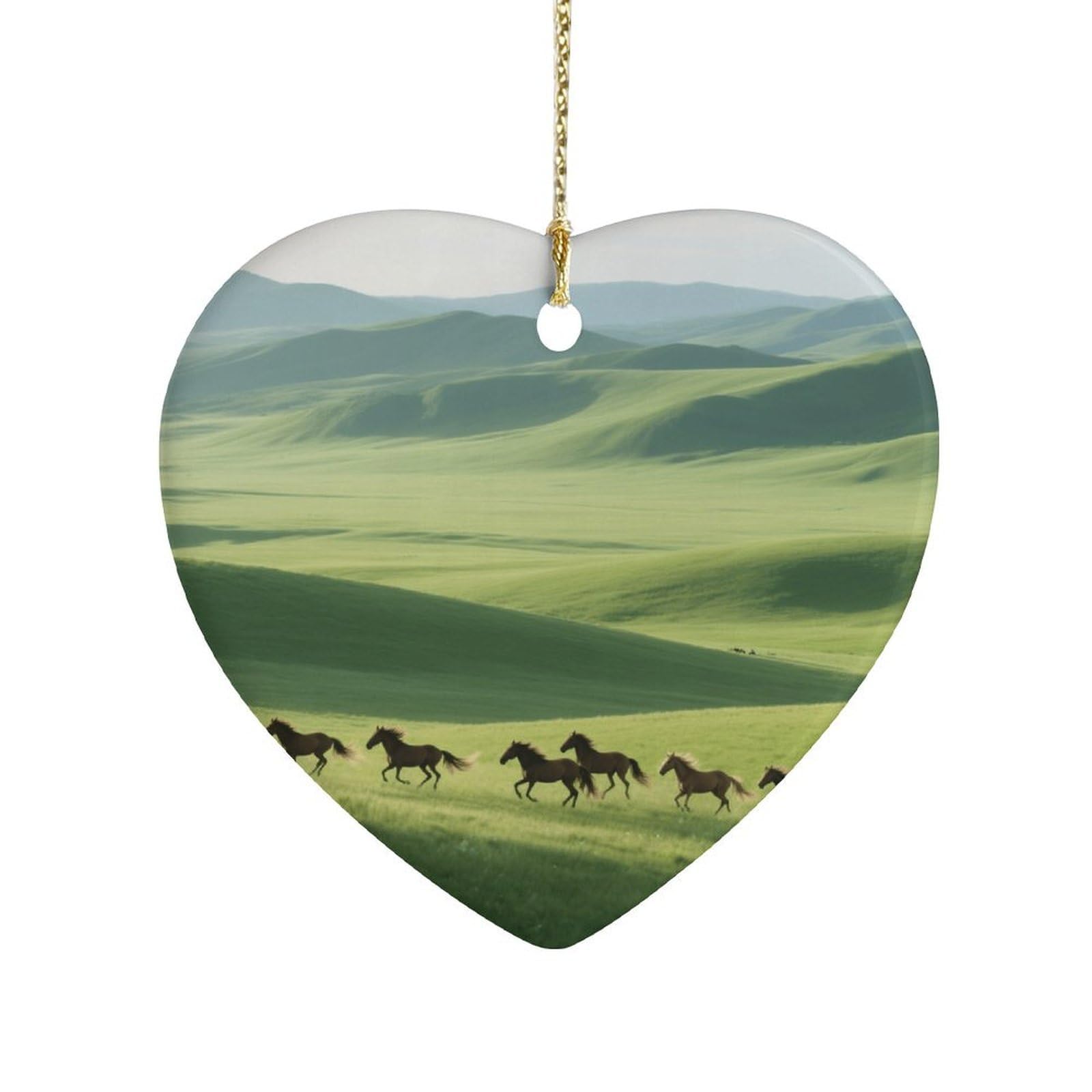 Fekiloot Style Grassland Horses Ceramic Ornament Home Decor Keepsake