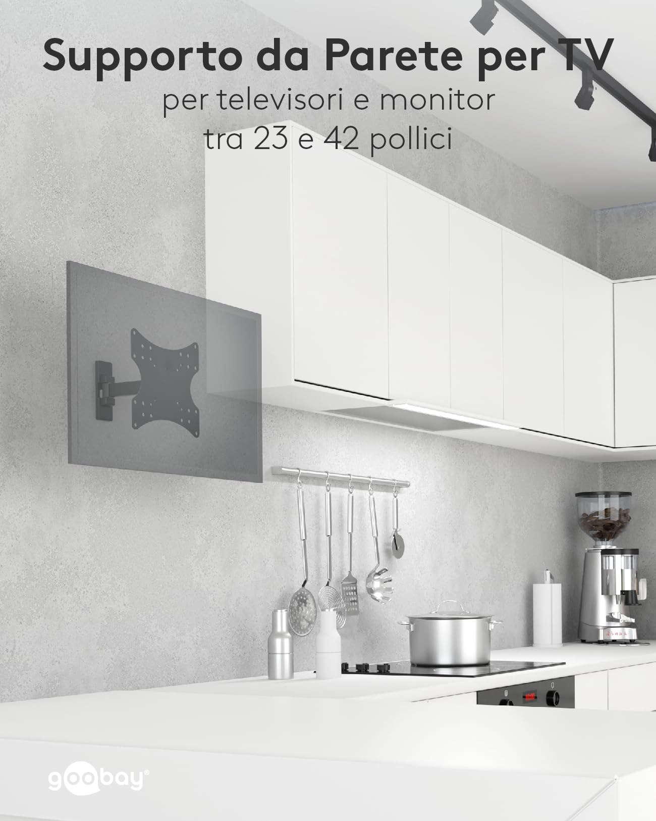 Supporto TV Fullmotion Da Parete - Per TV 23-42", Fino 20 Kg, Orientabile E Inclinabile, Nero - Foto 8