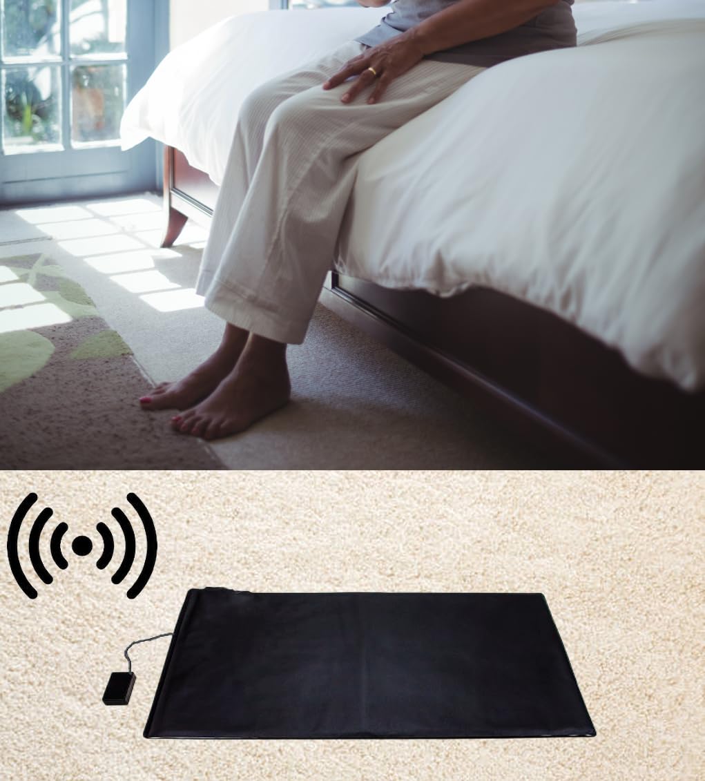 Tappeto Sensibile Salvavita XL| Prevenzione delle cadute| Radiotrasmittente| con Ricevitore mobile| Davanti al letto del paziente| 140cm x 40cm| Made in Germany