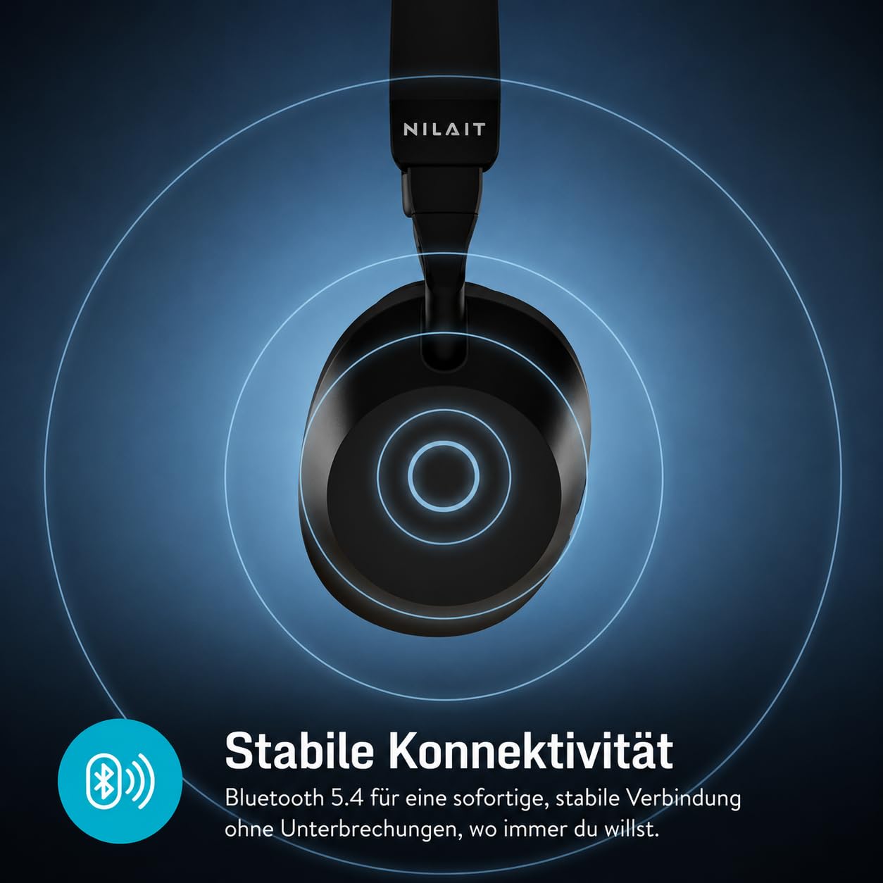 Nilait Aera Auriculares Inalámbricos Bluetooth 5.4 con Cancelación de Ruido ANC, Drivers 40mm, 4 Micrófonos, Sonido Envolvente, Batería Larga Duración, Cascos Bluetooth Negros