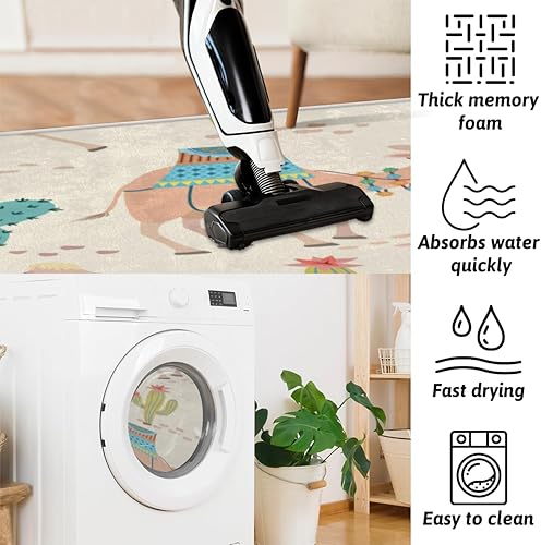 Miniatura 5 de Camels - Alfombra ovalada suave y esponjosa para dormitorio, 20 x 47 pulgadas, alfombra de felpa lanuda de felpa lanuda antideslizante, absorbente,