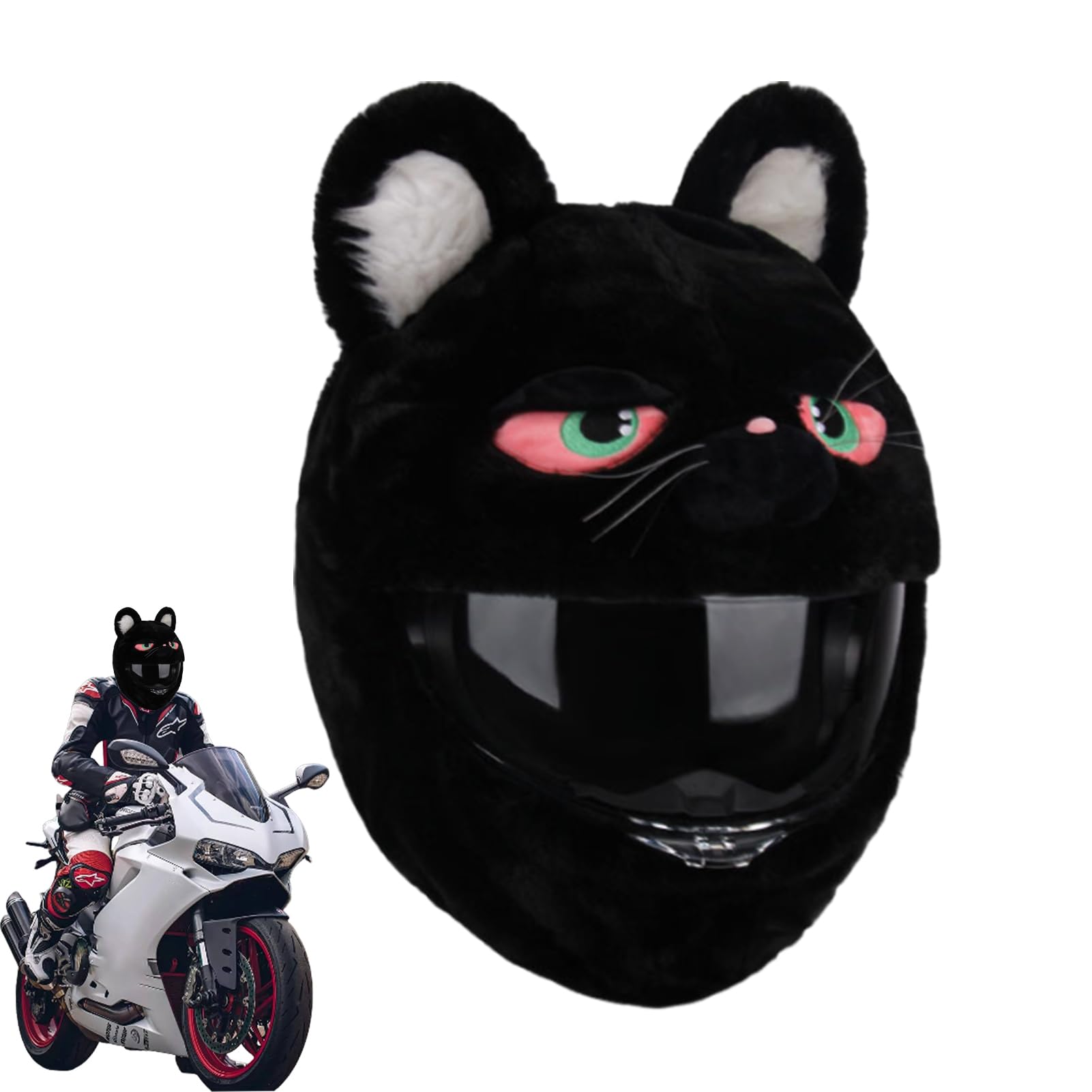 Stoff- für Motorradhelm, Lustiger Helm-Überzug, Pelzige Motorradhelm-Abdeckung, Lustiges Design und Geschenke, Zubehör für Motorradhelme (Nur Überzug)