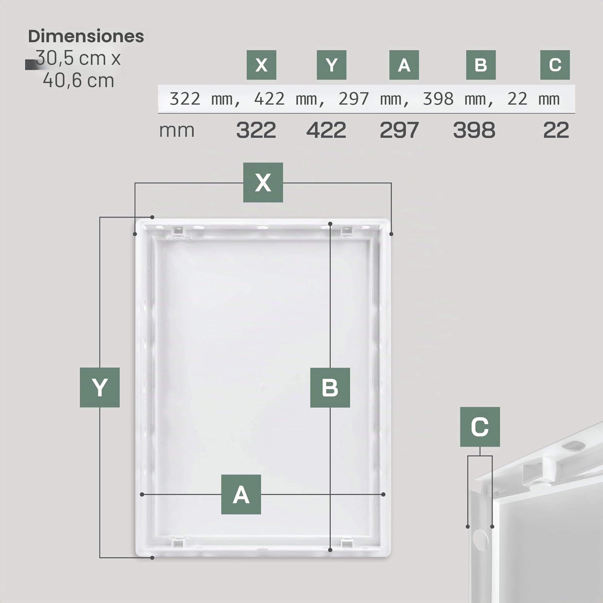 Vent Systems Panel de acceso de 300 x 400 – Puertas de fácil acceso – Plástico ABS – Panel de acceso para paneles de yeso, pared y techo, cubierta de puerta de servicio eléctrico y fontanería