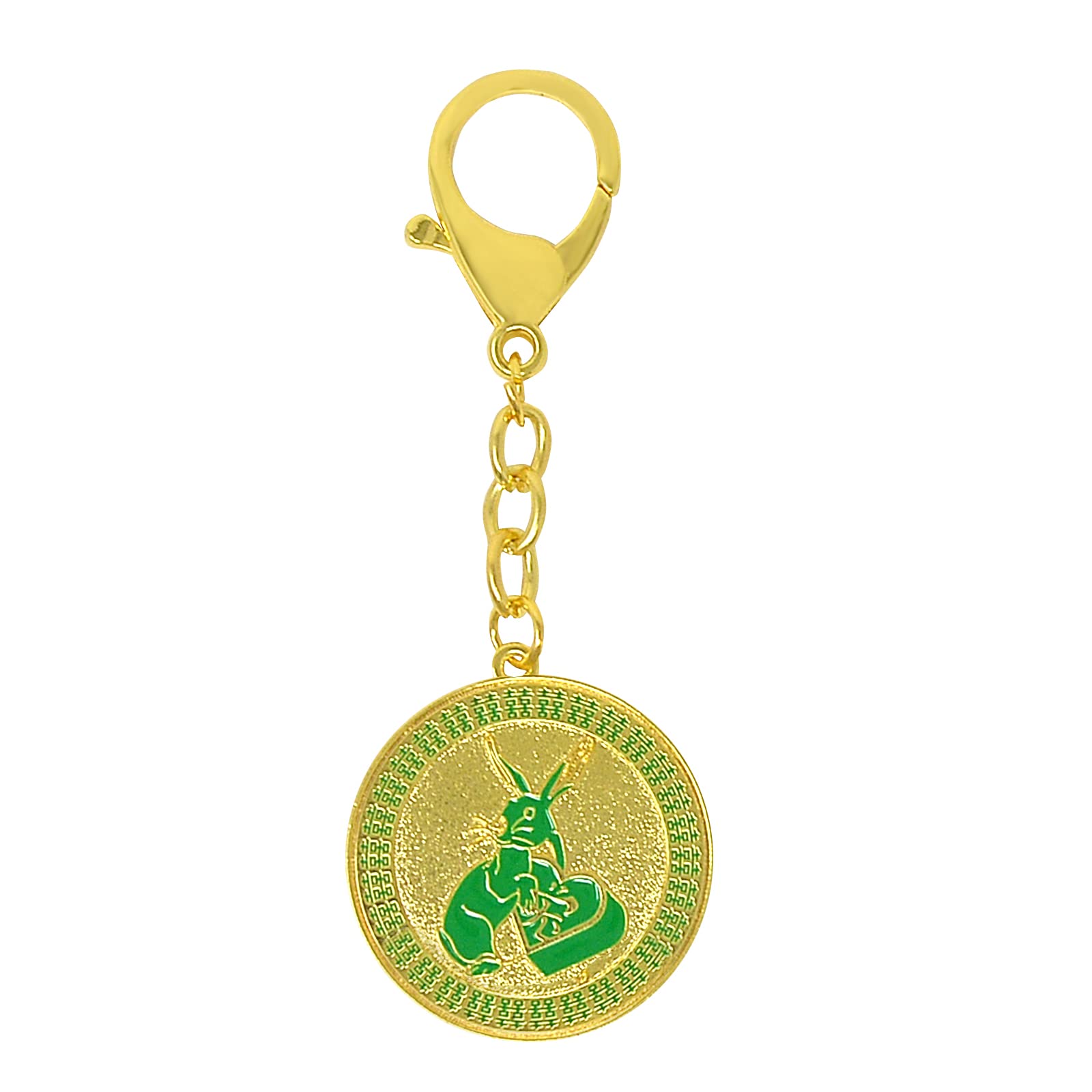 Juanxian Unisex Green Rabbit Peach Blossom Amulet Keychain W4996