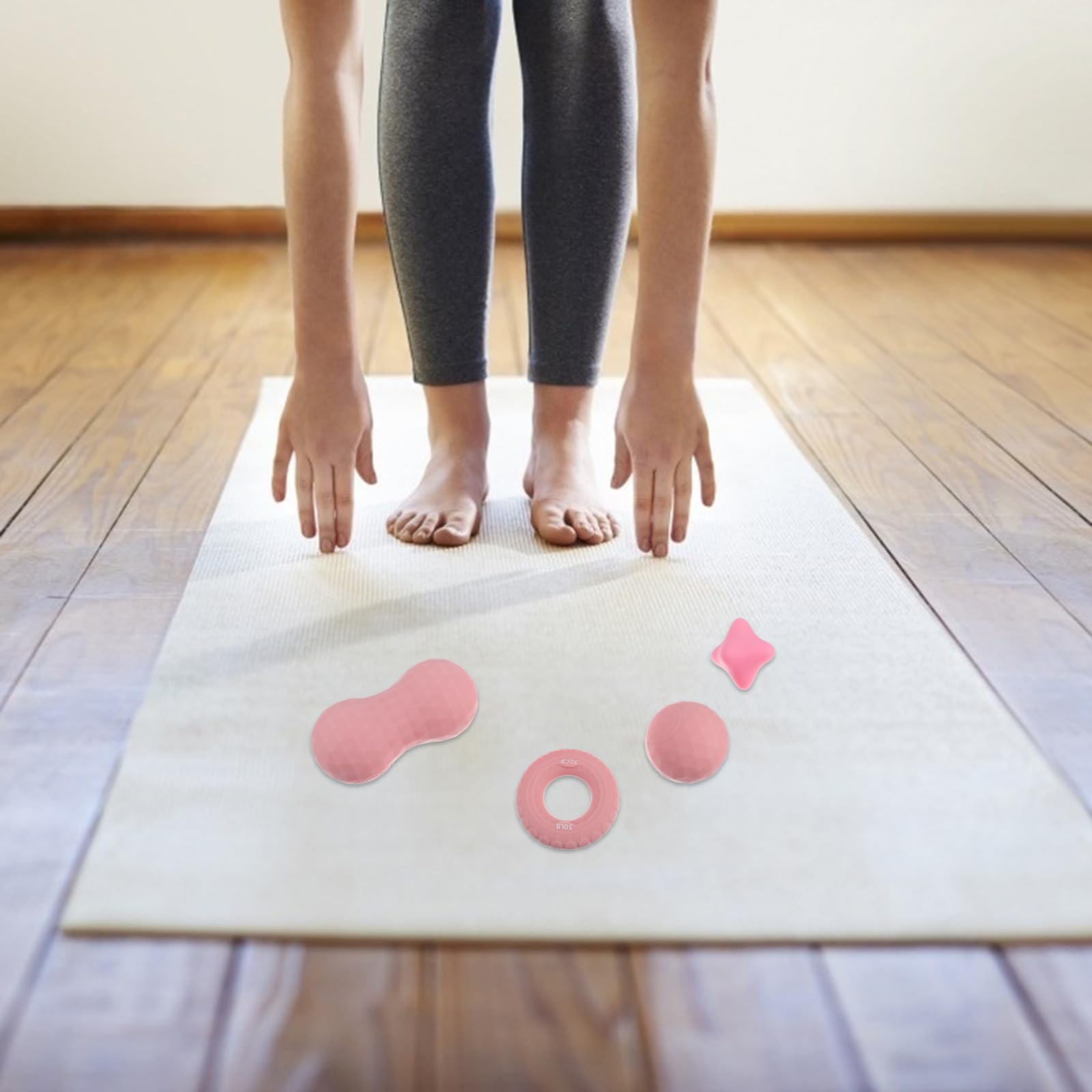 OUNONA Balles de Massage Kit de 4 Rose en Silicone et Soulagement des Douleurs pour Relaxation Musculaire Outil de Massage Adapté Paume et Plante du Pied pour Fitness