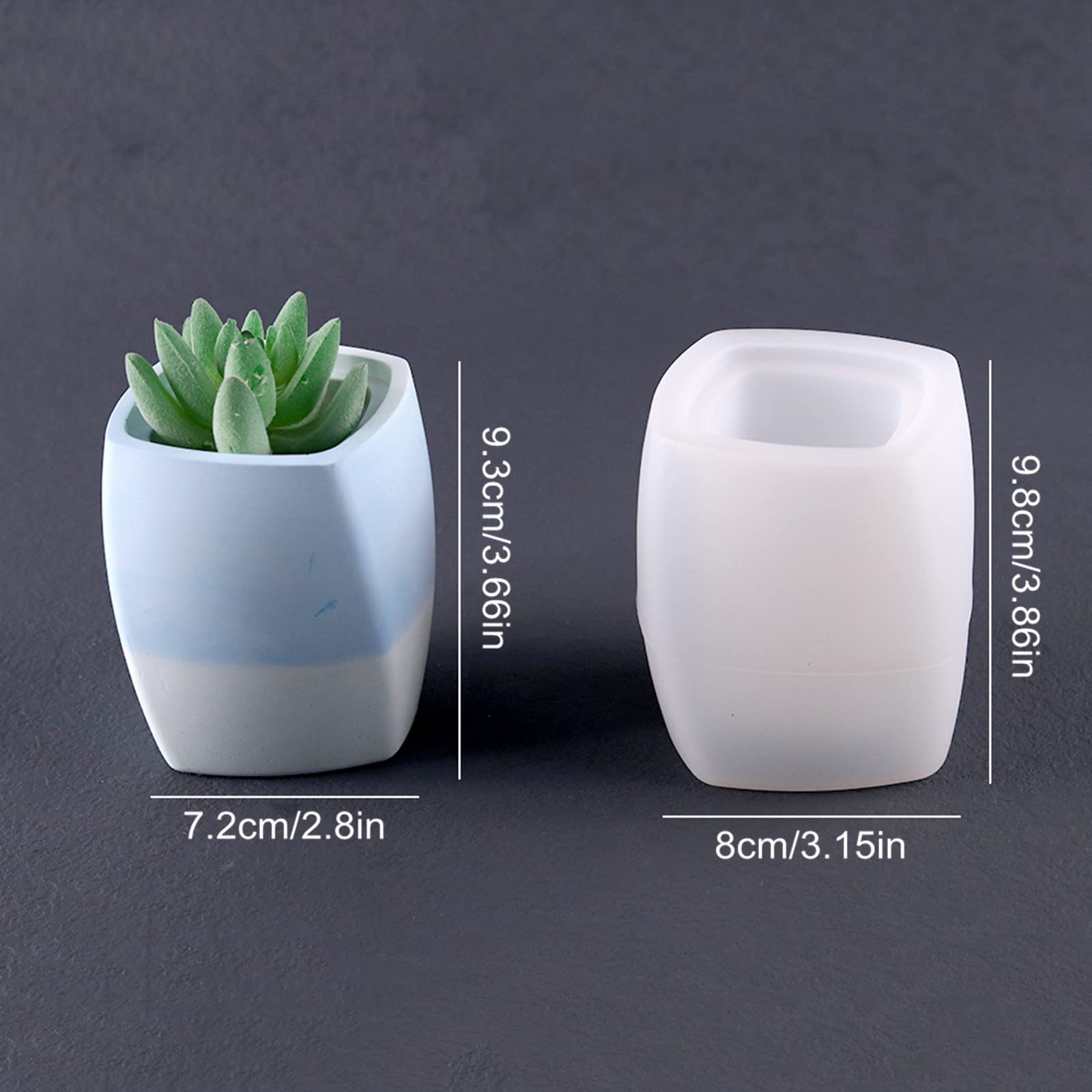 Rectangular Geometric Vase Concrete Flower Pot Mold Plaster Succulent Planter Cement Clay Mold Candle Pen Holder Epoxy Resin Storage Box Mould