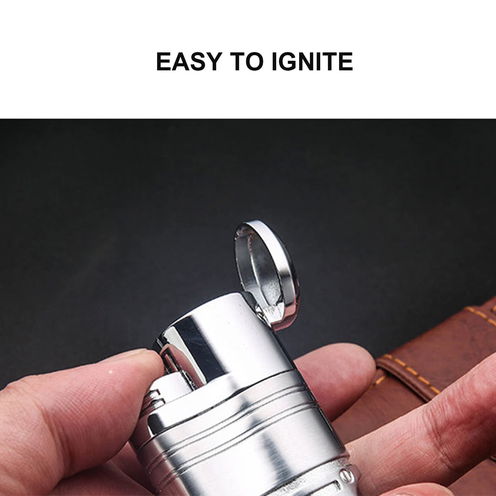 Briquet Torche en Métal Briquet Au Butane Rechargeable 4 Jet Flamme Gaz Cigarette Coupe-Vent Portable Briquet avec Poinçon Cigare Accessoires Fumeurs