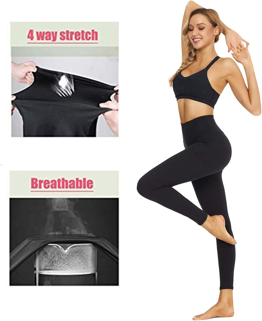 HIGHDAYS High Waisted Leggings for Women - Tummy Control 4 Way Stretch Pants for Athletic Workout Yoga: Clothing