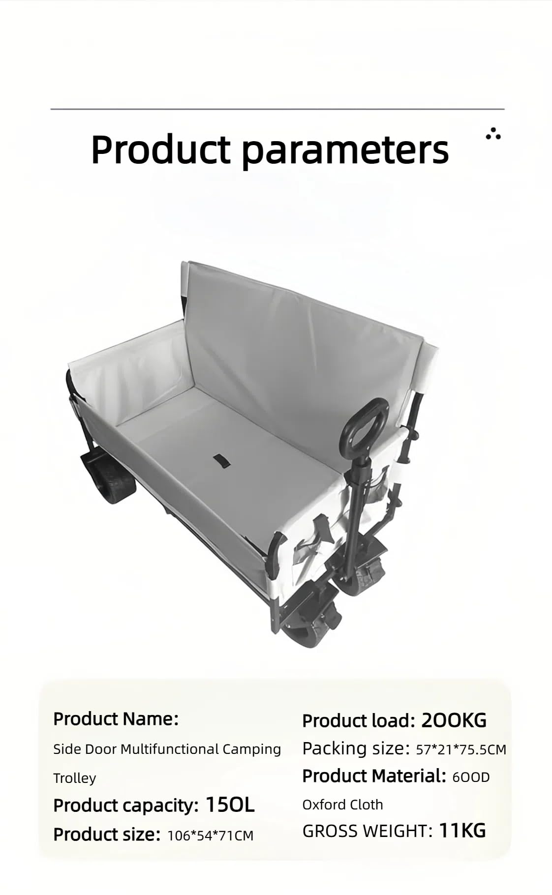 Bollerwagen Strand Handwagen, Faltbar Gartenwagen, es kann auch zum Einkaufen die Sich an alle Gelände anpassen können, Camping, Angeln usw, Ausgestattet mit Tankrädern (LY008-BLACK-J)